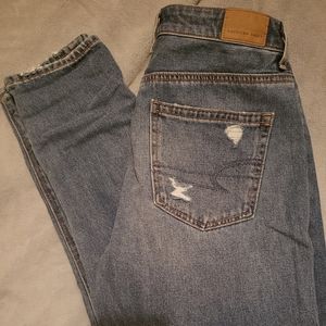 American Eagle Distressed Mom Jeans with Comfort Stretch Waistband
